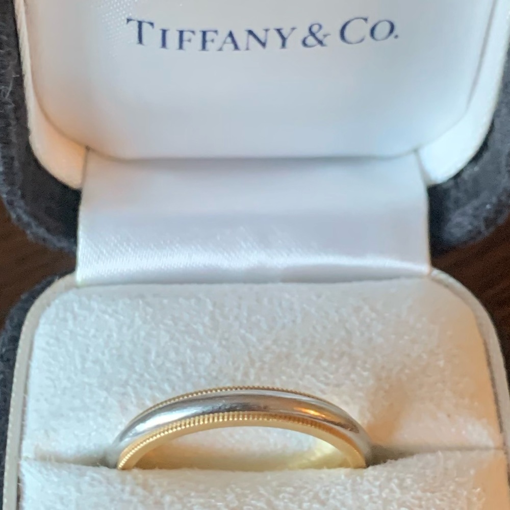 Authentic Tiffany & Co. Together Milgrain Men’s Wedding Ring Platinum/18k Gold
